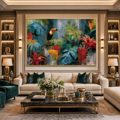 Rainforest Rhythm – Toucan Impasto Painting, view 5