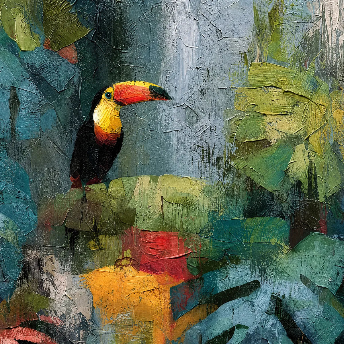 Rainforest Rhythm – Toucan Impasto Painting, view 3