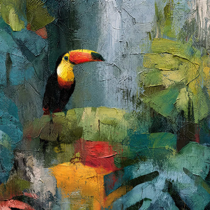 Rainforest Rhythm – Toucan Impasto Painting, view 3