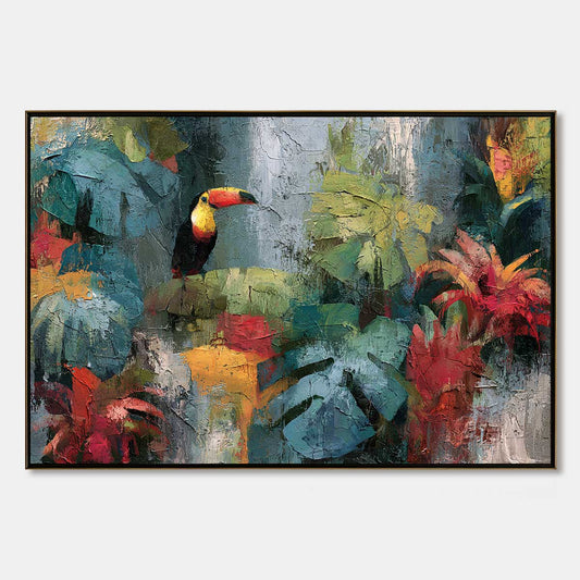 Rainforest Rhythm – Toucan Impasto Painting, view 1