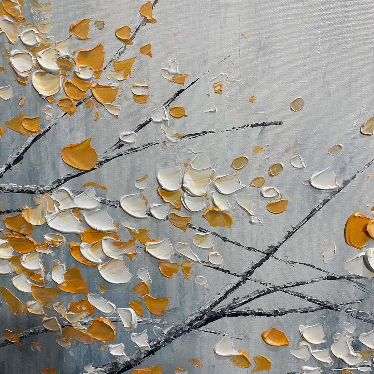Red Bird On Branches – Bird Impasto Painting, view 4
