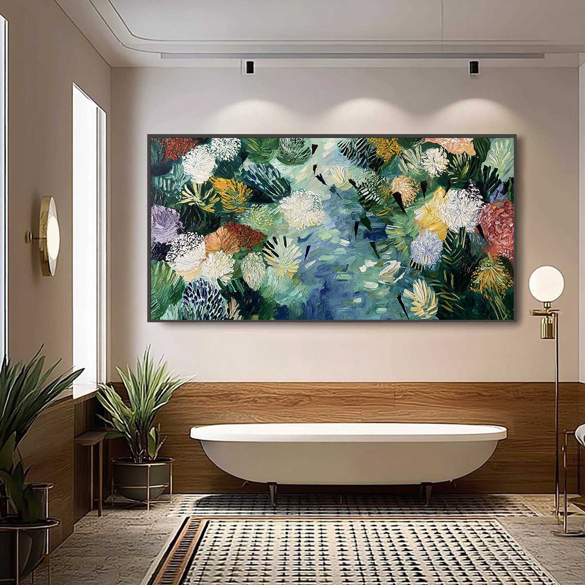 Abstract River Impasto Painting – River Of Blooms