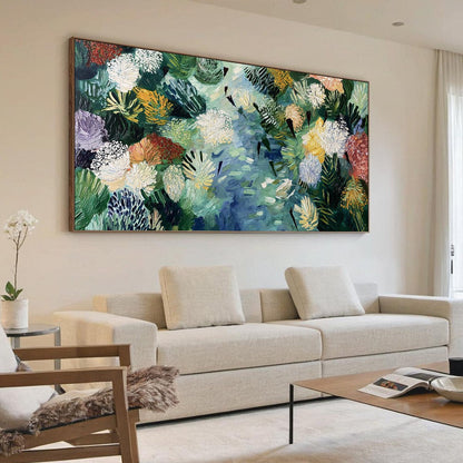 Abstract River Impasto Painting – River Of Blooms