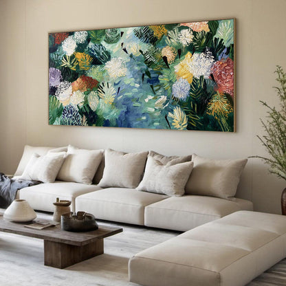 Abstract River Impasto Painting – River Of Blooms