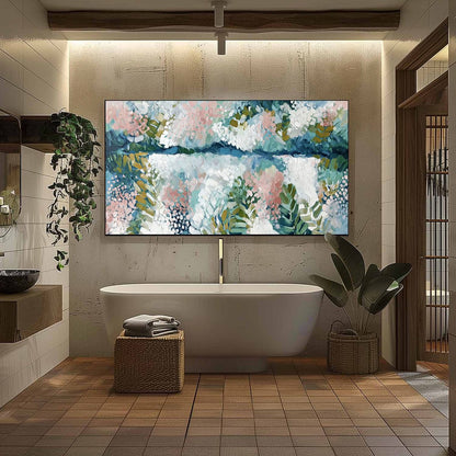 Abstract River Impasto Painting – River Of Petals
