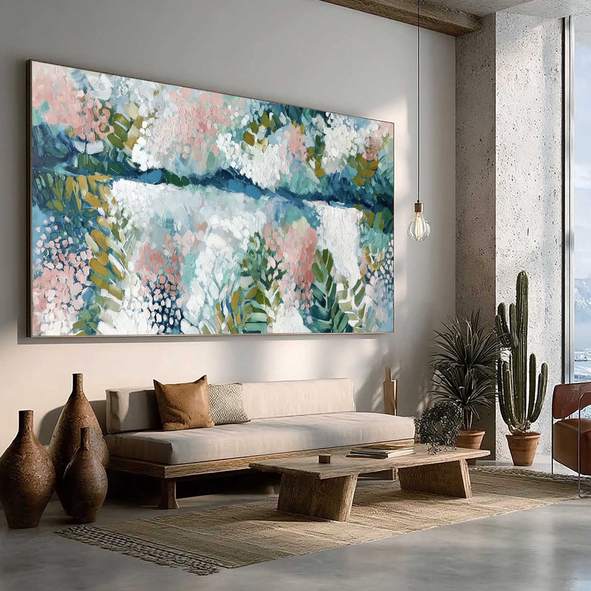Abstract River Impasto Painting – River Of Petals