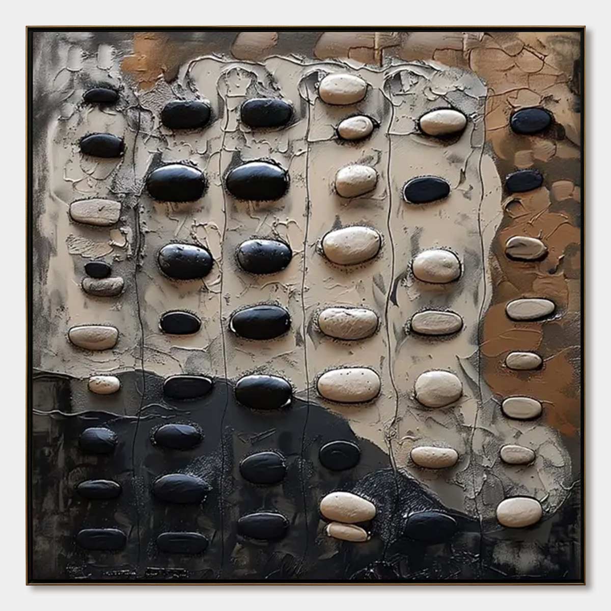River Stones – Wabi-Sabi River Impasto Oil Painting, view 1