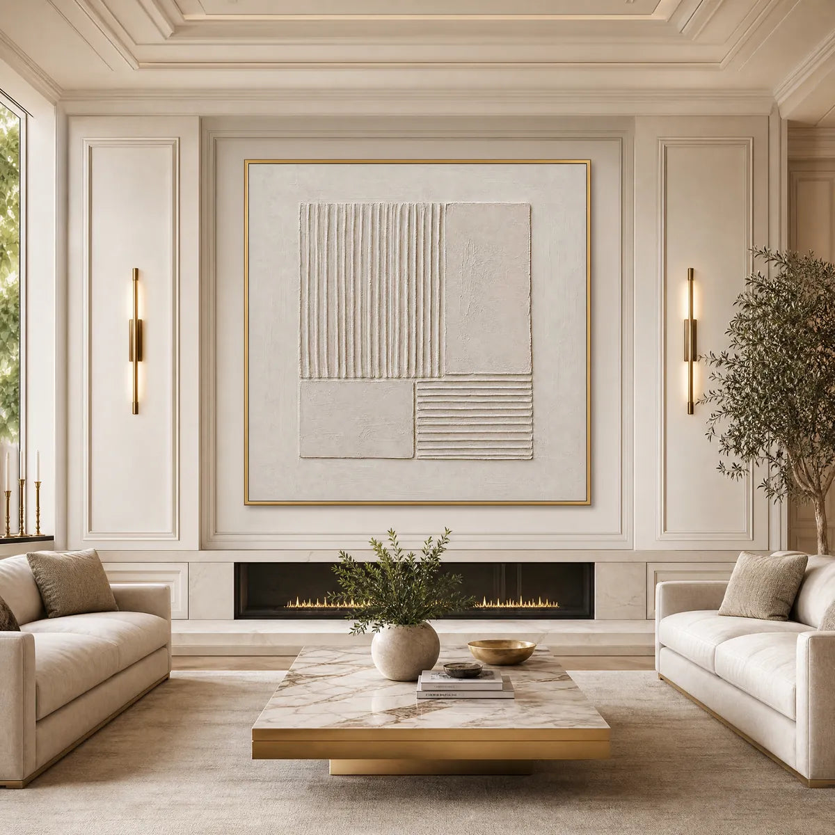 Beige Wabi-Sabi Landscape Textured Oil Painting – Sanctuary
