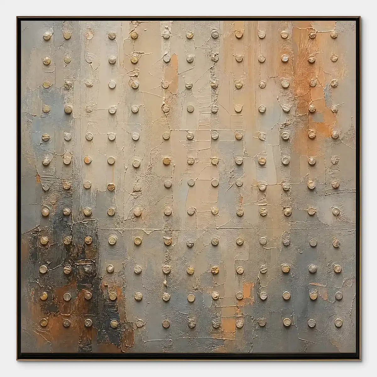 Sand Pearl Rhythm – Wabi-Sabi Abstract Oil Painting, view 1