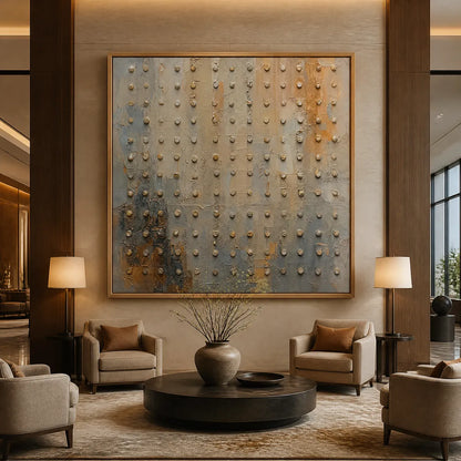 Wabi-Sabi Abstract Textured Oil Painting – Sand Pearl Rhythm