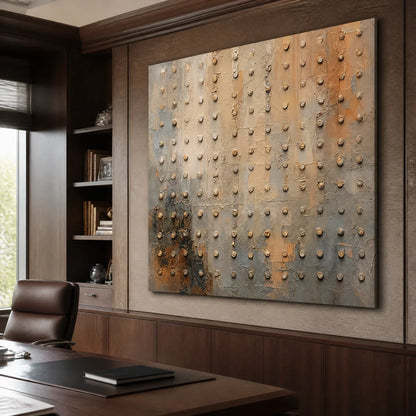 Wabi-Sabi Abstract Textured Oil Painting – Sand Pearl Rhythm
