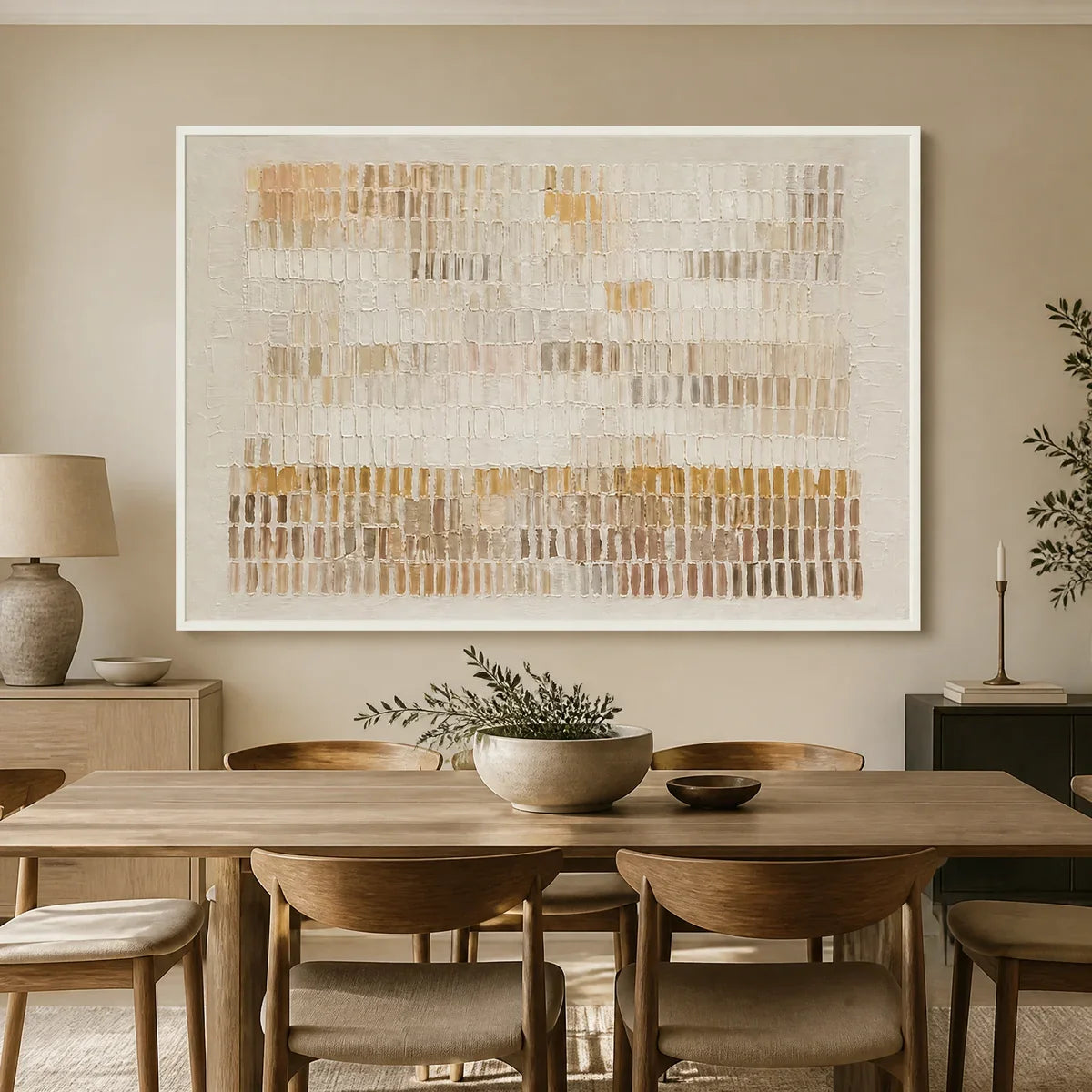 Sandline Horizon – Wabi-Sabi Neutral Abstract Oil Painting, view 5