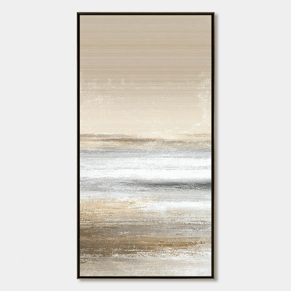 Sandstone Serenity hand-painted white, beige and sand textured coastal abstract painting rolled canvas option