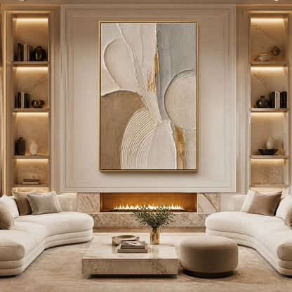 Sculpted Quiet – Wabi-Sabi Neutral Abstract Oil Painting, view 2