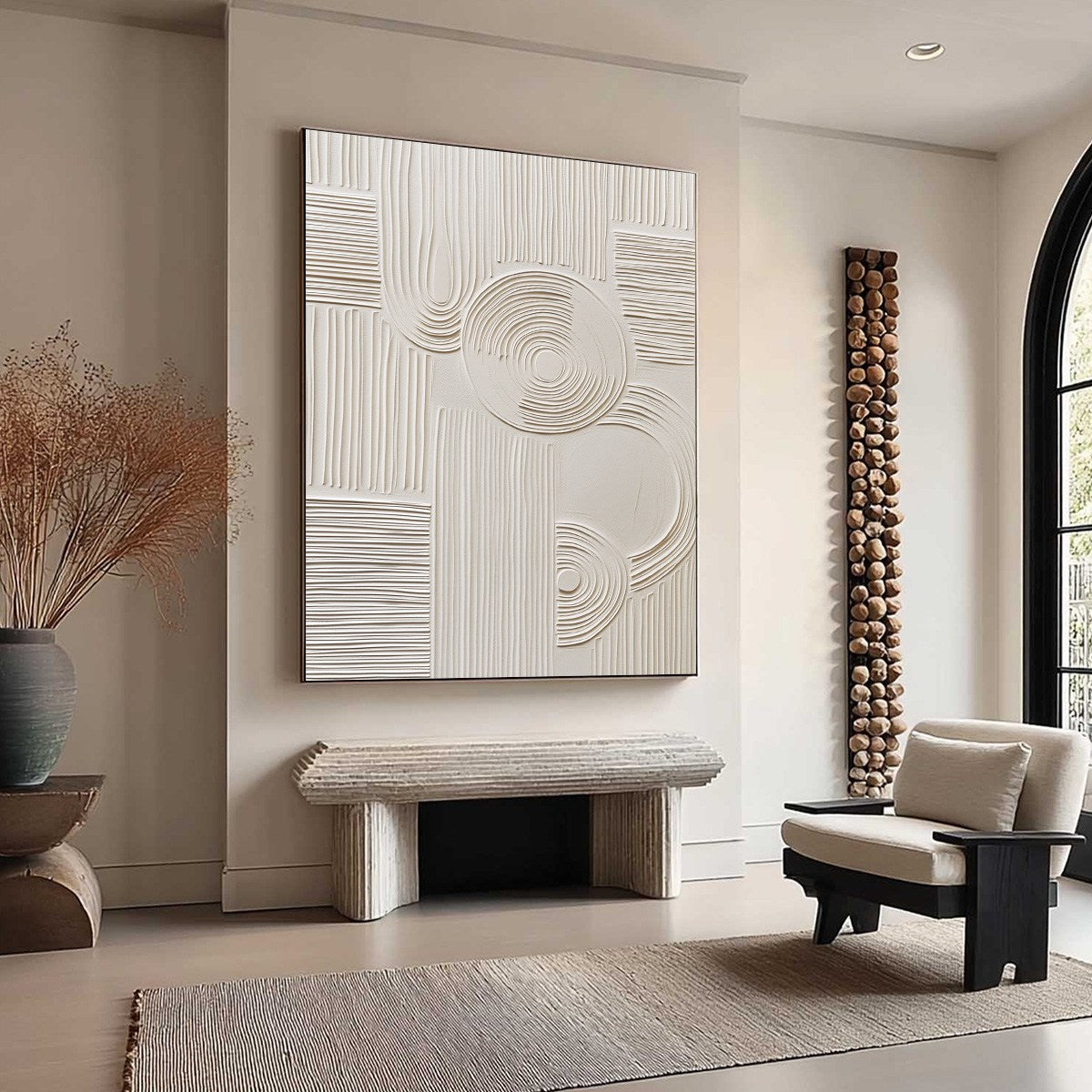 Beige Wabi-Sabi Abstract Textured Oil Painting – Sculpted Serenity