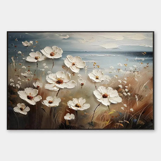 Seaside Blossoms – Coastal Floral Impasto Painting, view 1