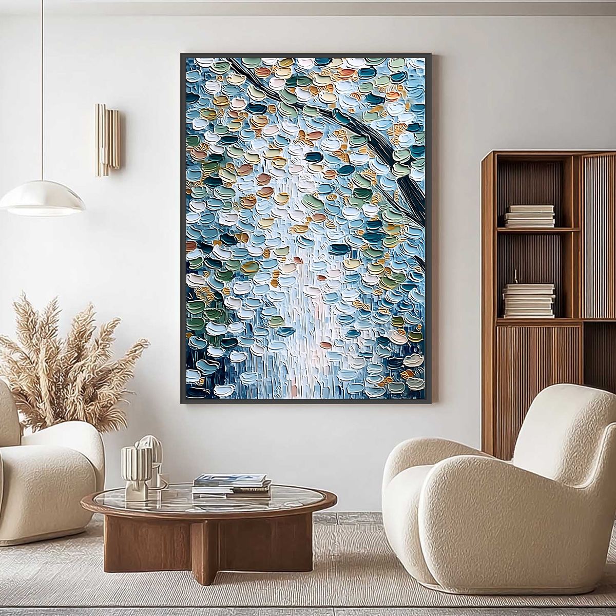 Serene Cascade – Botanical Impasto Painting, view 2