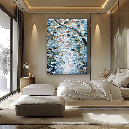 Abstract Leaf Wall Art Painting – Serene Cascade