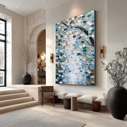 Abstract Leaf Wall Art Painting – Serene Cascade