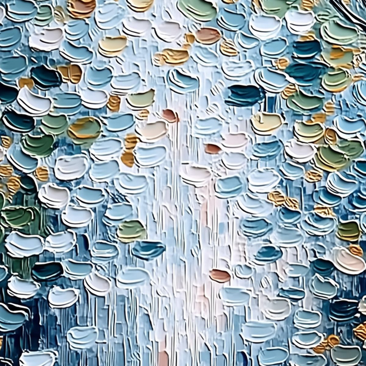 Serene Cascade – Botanical Impasto Painting, view 5