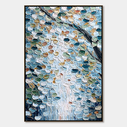Serene Cascade – Botanical Impasto Painting, view 1