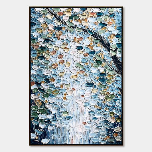 Serene Cascade – Botanical Impasto Painting, view 1