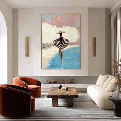 Serene Reflection – Figurative Impasto Oil Painting, view 2