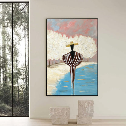 Figurative Impasto Oil Painting – Serene Reflection