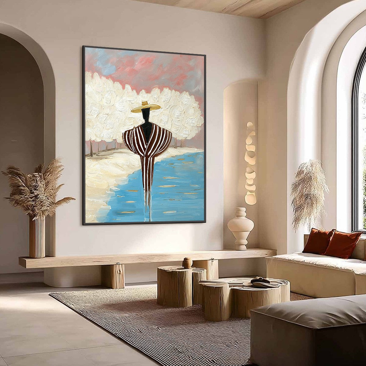 Figurative Impasto Oil Painting – Serene Reflection