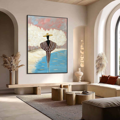 Figurative Impasto Oil Painting – Serene Reflection