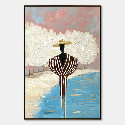 Serene Reflection – Figurative Impasto Oil Painting, view 1