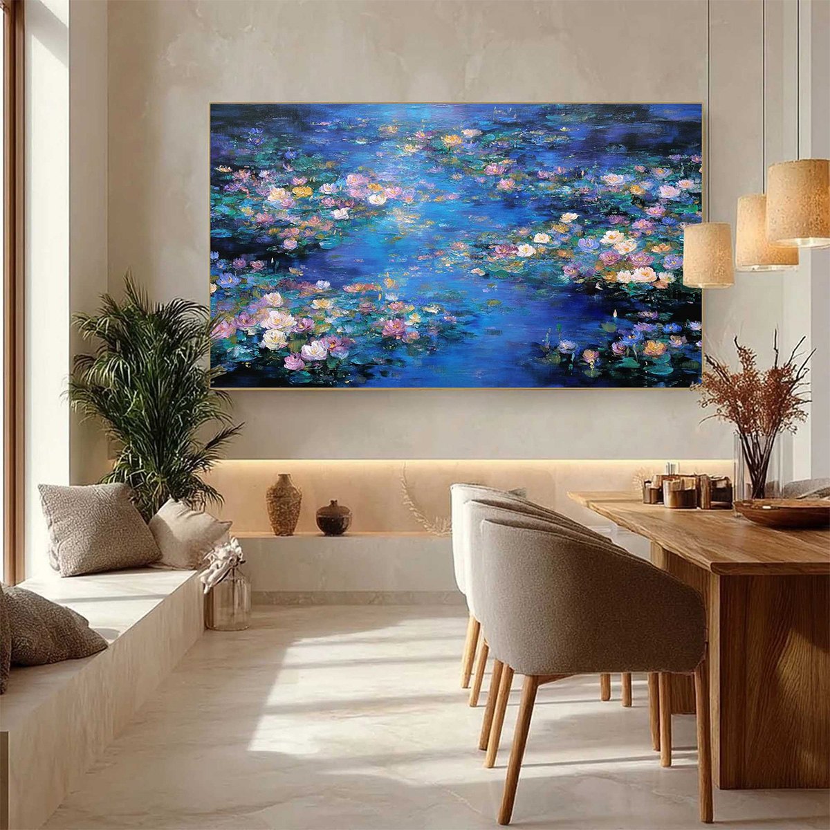 Serene Reflections – Lily Textured Oil Painting, view 4