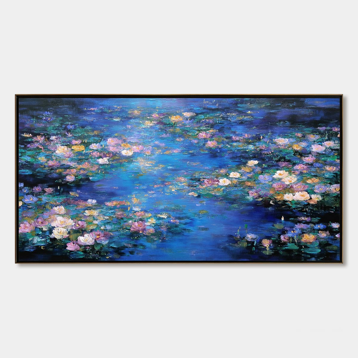 Serene Reflections – Lily Textured Oil Painting, view 1