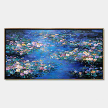 Serene Reflections – Lily Textured Oil Painting, view 1