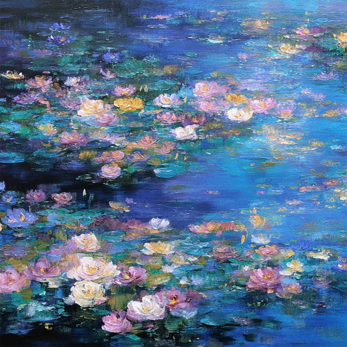 Serene Reflections – Lily Textured Oil Painting, view 3