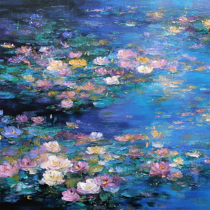 Serene Reflections – Lily Textured Oil Painting, view 3