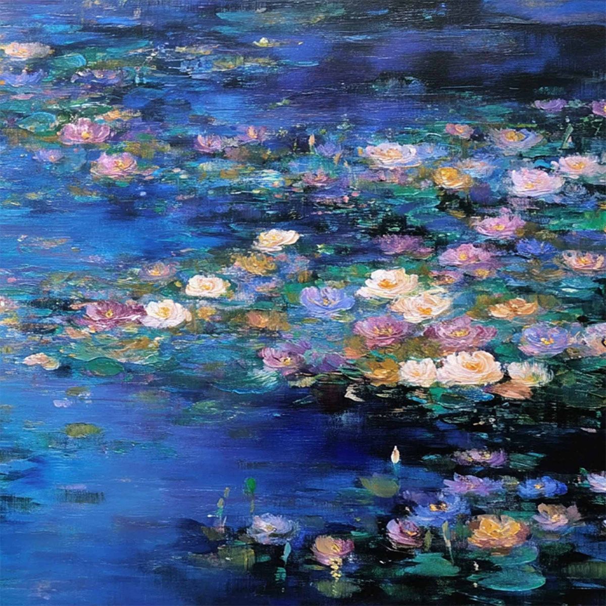 Serene Reflections – Lily Textured Oil Painting, view 5