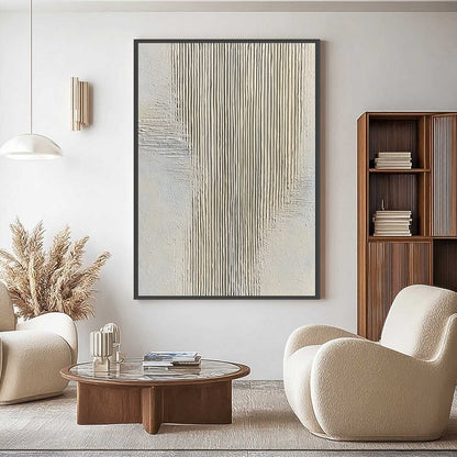 Serene Stria – Wabi-Sabi Abstract Oil Painting, view 4