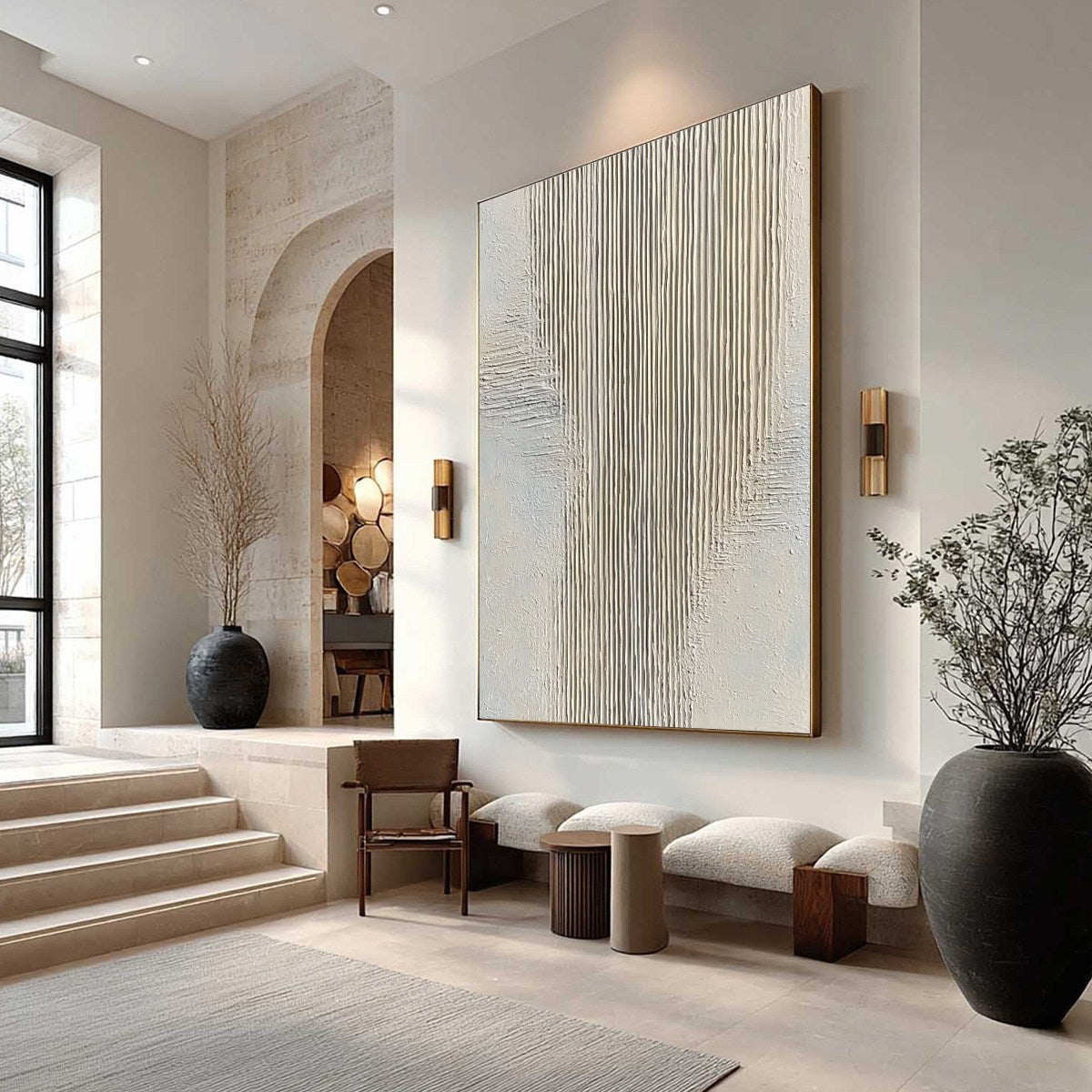 Wabi-Sabi Abstract Textured Oil Painting – Serene Stria