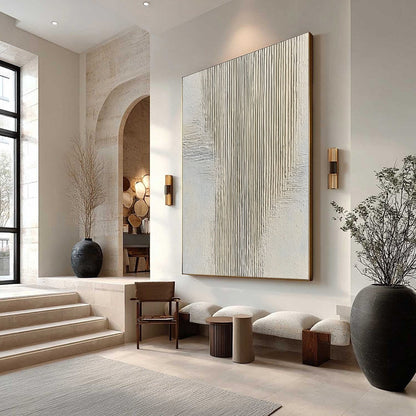 Wabi-Sabi Abstract Textured Oil Painting – Serene Stria
