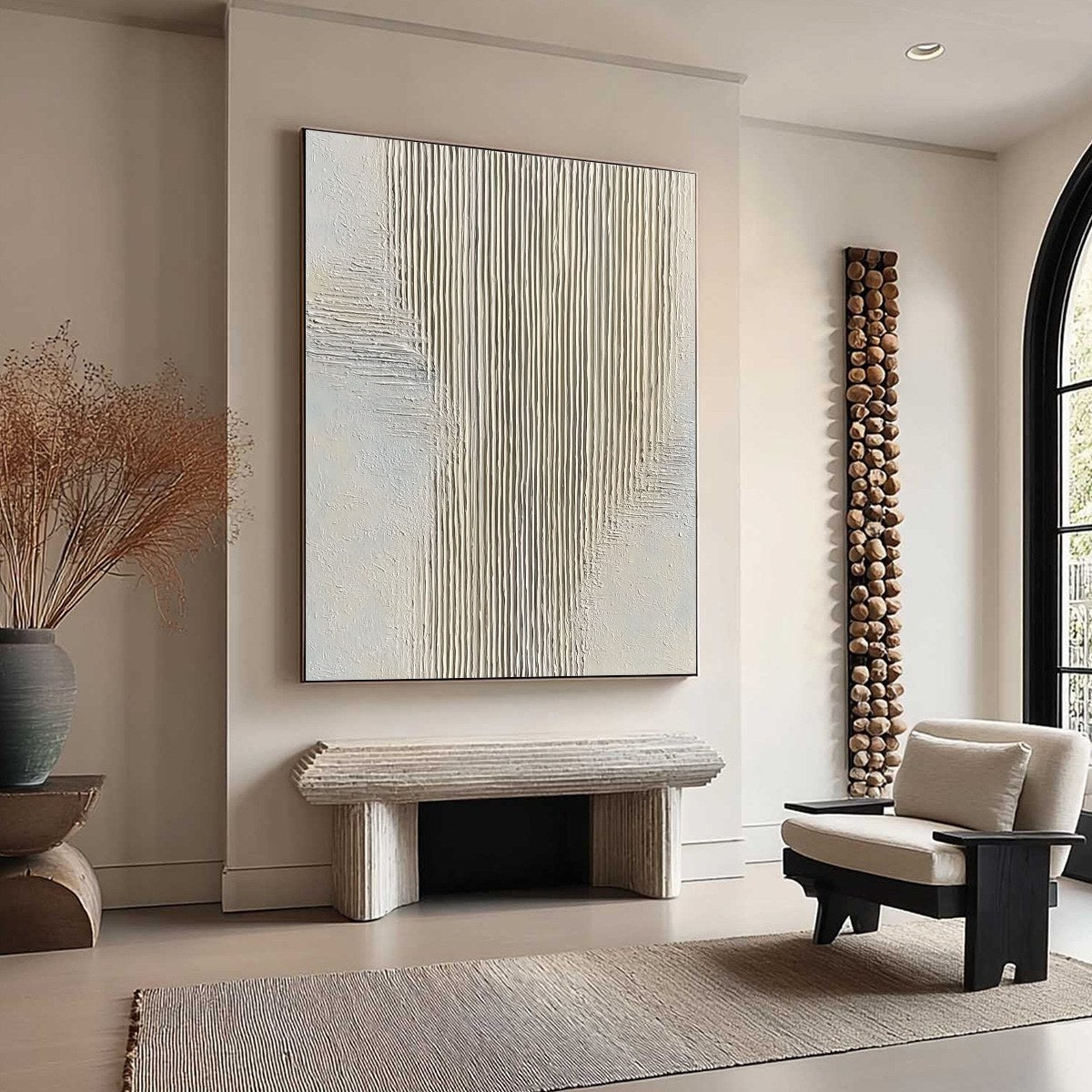Wabi-Sabi Abstract Textured Oil Painting – Serene Stria