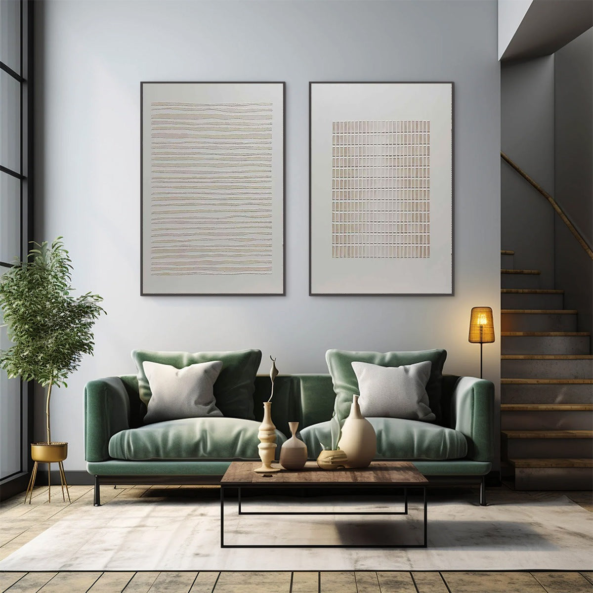 Cream and Beige Wabi-Sabi Abstract Textured Oil Painting – Serene Rhythms