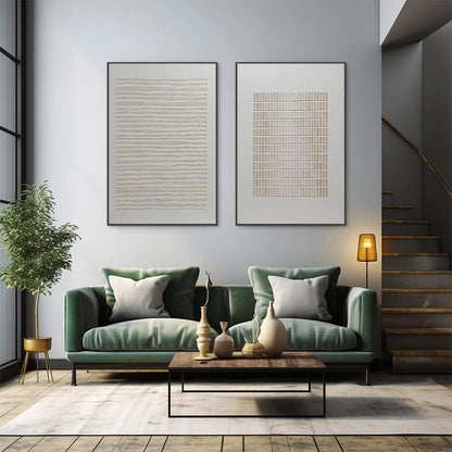 Cream and Beige Wabi-Sabi Abstract Textured Oil Painting – Serene Rhythms