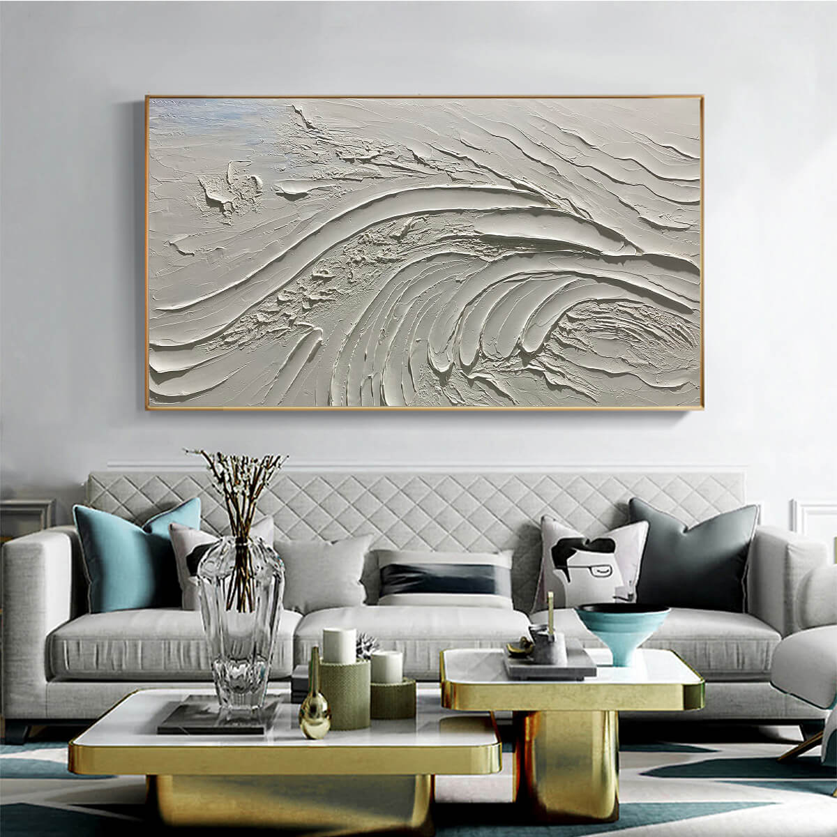 Serene Ridges – Wabi-Sabi Abstract Oil Painting, view 2