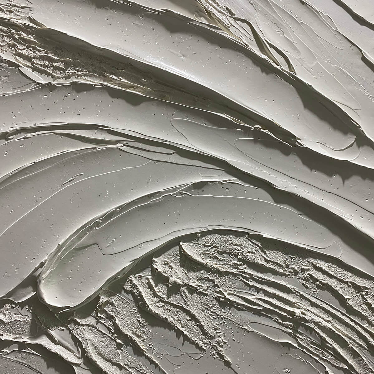 White Wabi-Sabi Abstract Textured Oil Painting – Serene Ridges