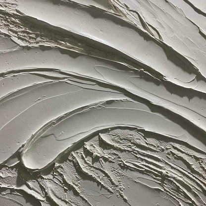White Wabi-Sabi Abstract Textured Oil Painting – Serene Ridges