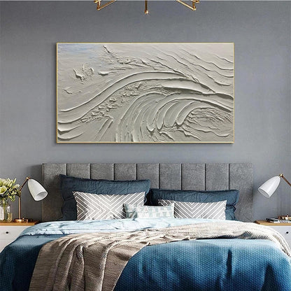 White Wabi-Sabi Abstract Textured Oil Painting – Serene Ridges