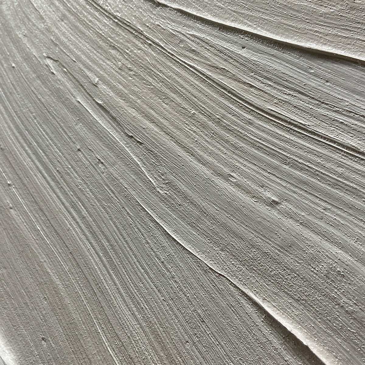 Serene Ripples hand-painted white and soft beige textured coastal abstract painting shown with silver frame