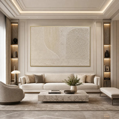 Wabi-Sabi Architecture Textured Oil Painting – Silent Composition
