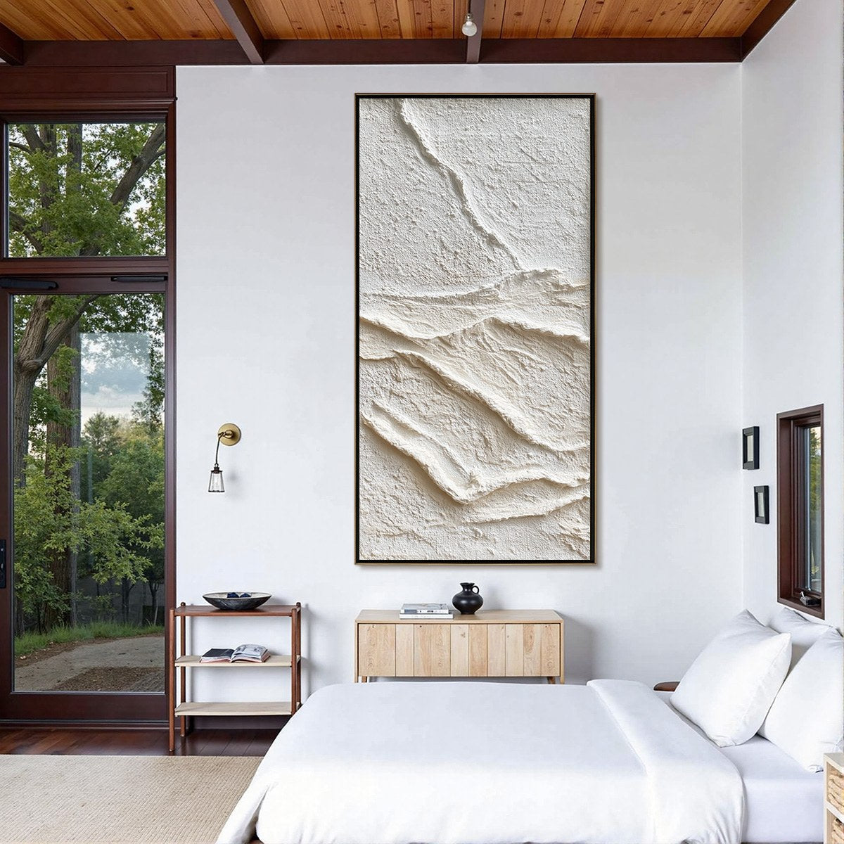 White and Beige Wabi-Sabi Abstract Impasto Oil Painting – Silent Strata